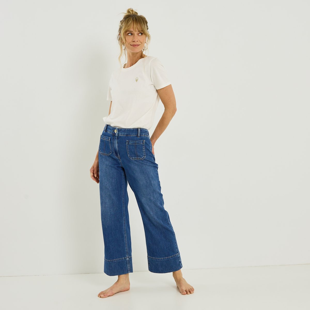 Jean flare raccourci NAPOLI RF02 bleu dark stone, GRAIN DE MALICE