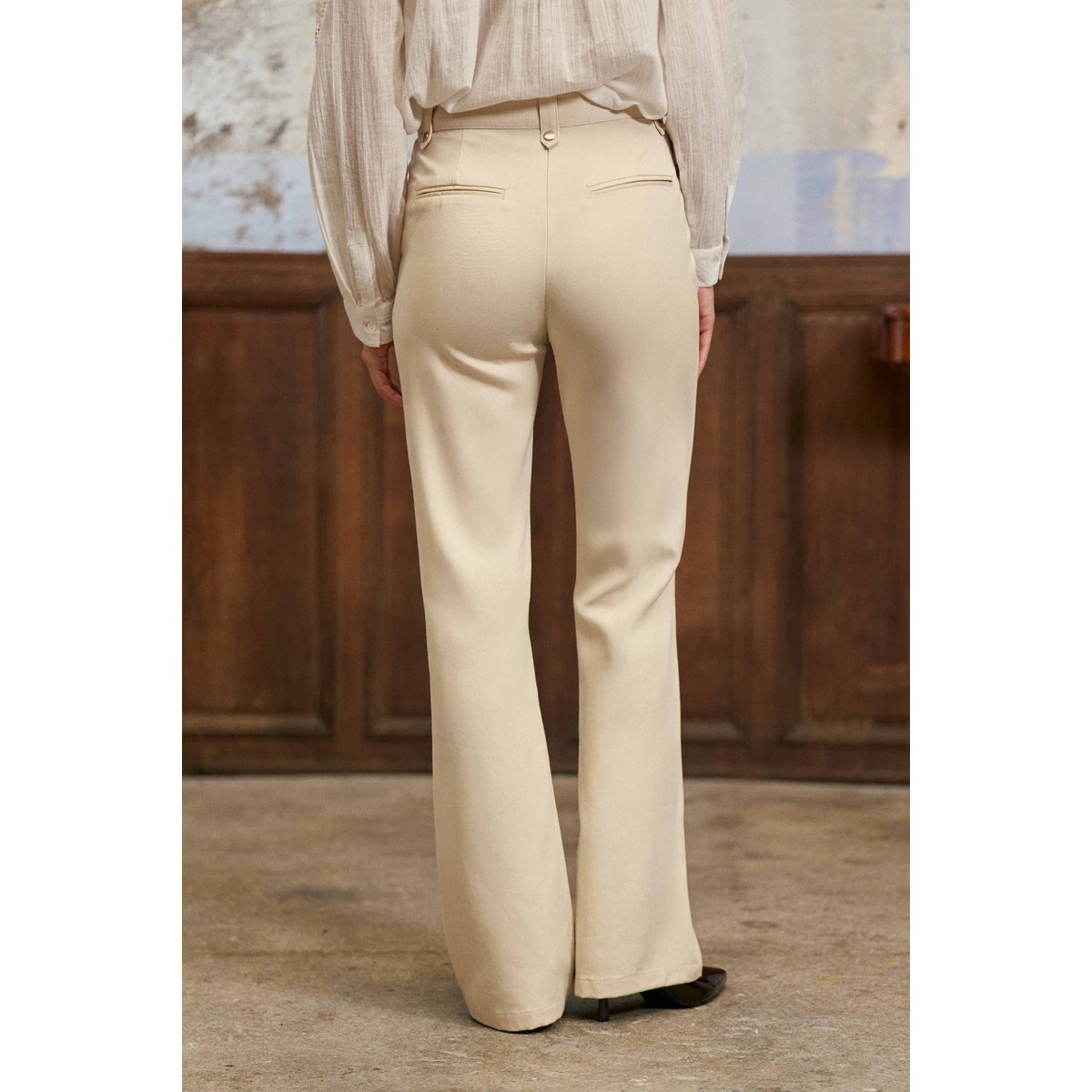 Pantalon flare uni PHINA 13-beige clair, LA PETITE ETOILE