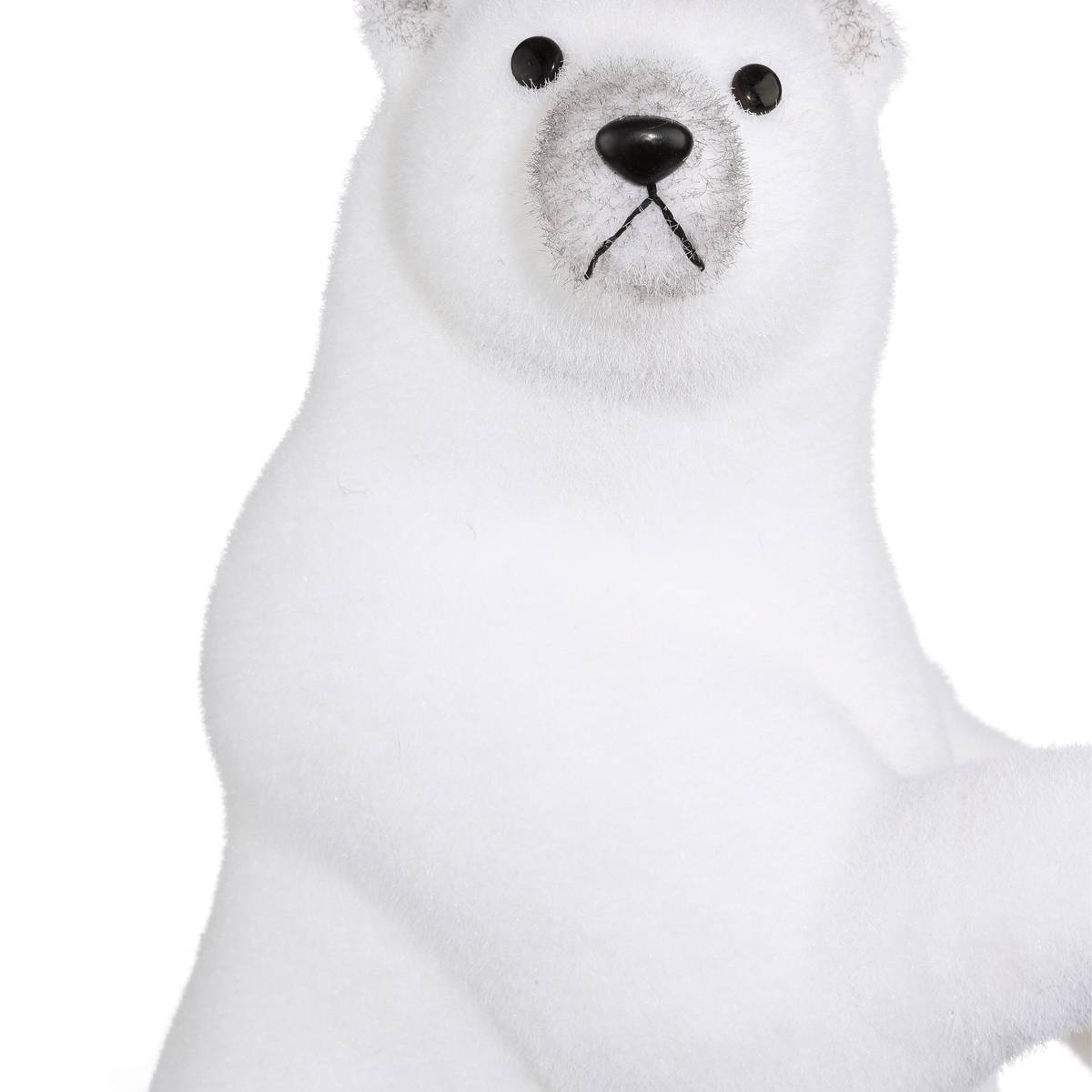 Décoration Noël, Ours debout Floqué H.50CM blanc, ATMOSPHERA