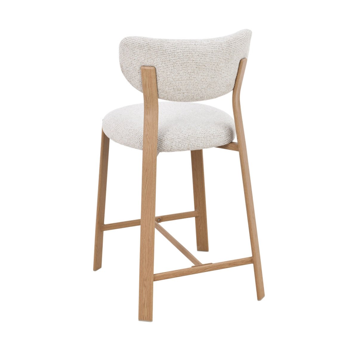 Lot de 2 chaises de bar en tissu piètement effet bois clair H65cm- LUNARA beige chiné, DRAWER