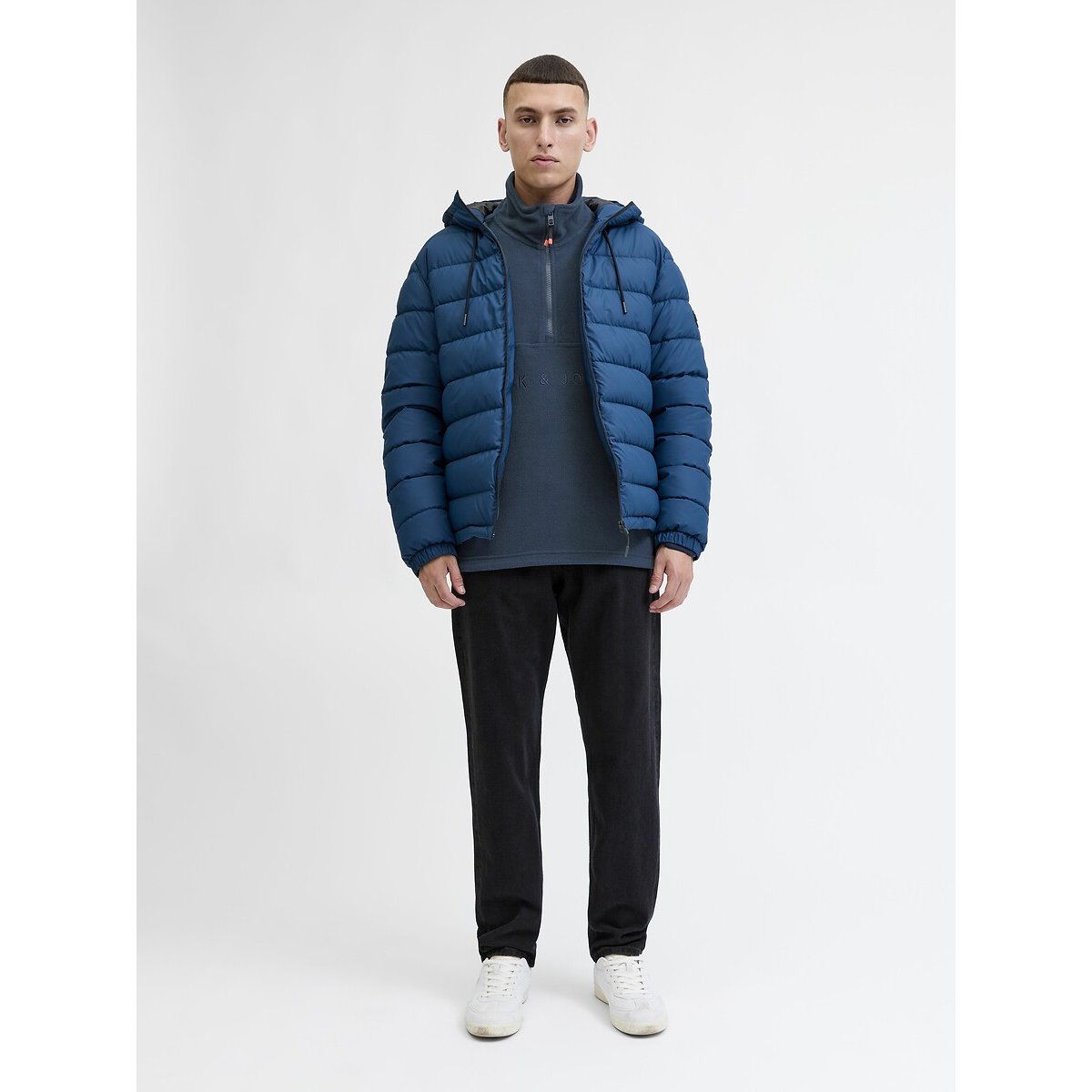 Half Zip-Up Fleece Sweatshirt blue, JACK & JONES