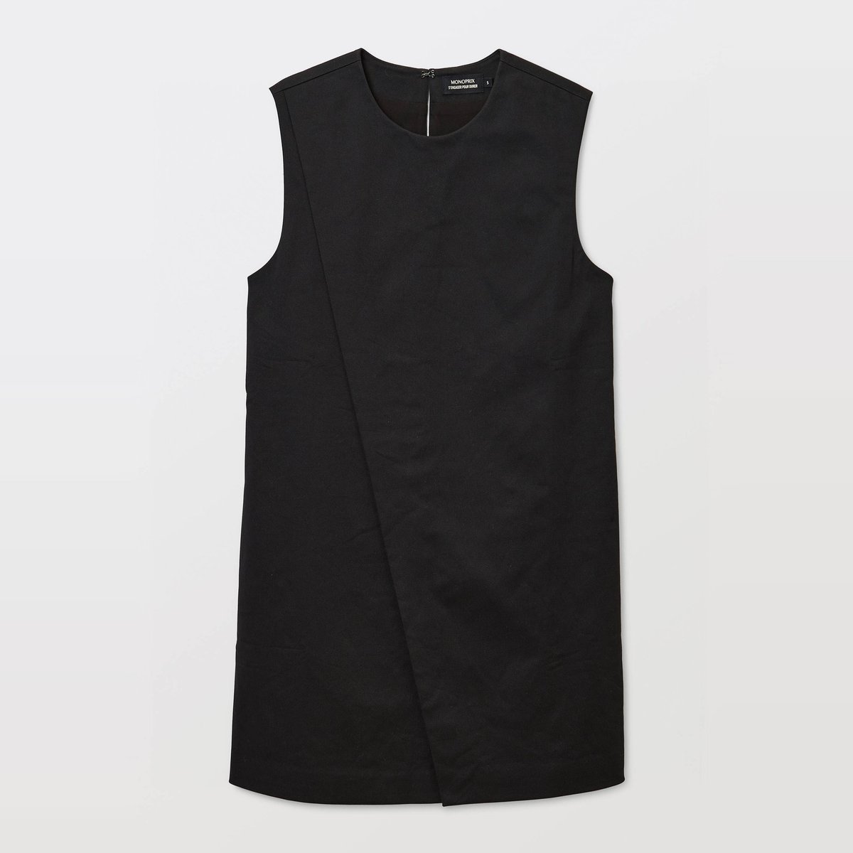 Robe courte unie sans manches contenant du coton noir, MONOPRIX