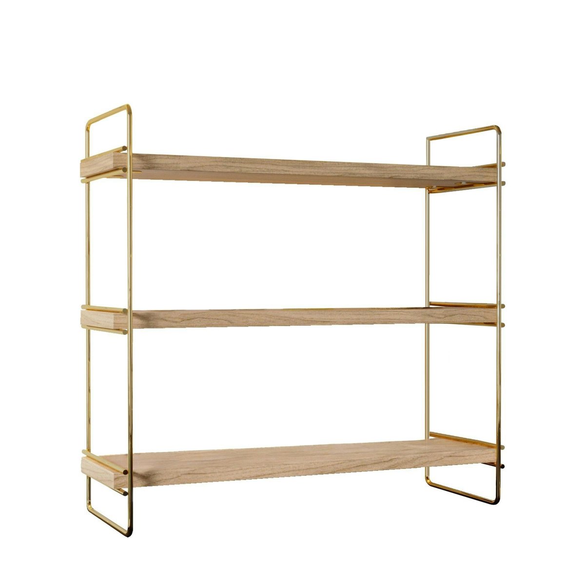 Étagère cuisine 3 niveaux - bois clair, supports dorés AVIALA bois naturel, PIER IMPORT