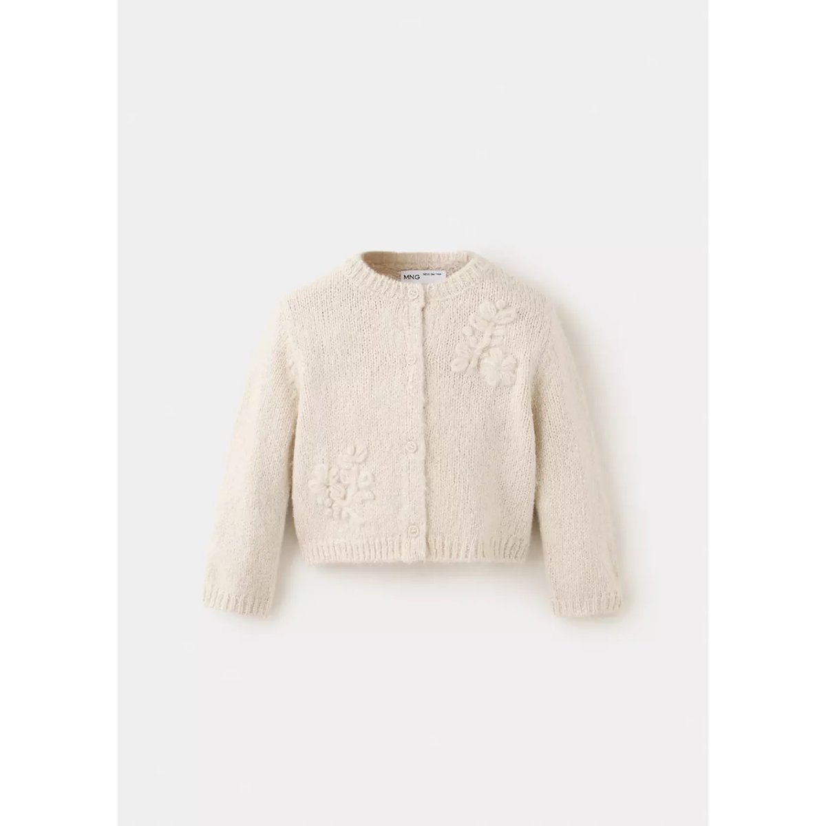 Cardigan maille fleurs ivoire, MANGO BABY
