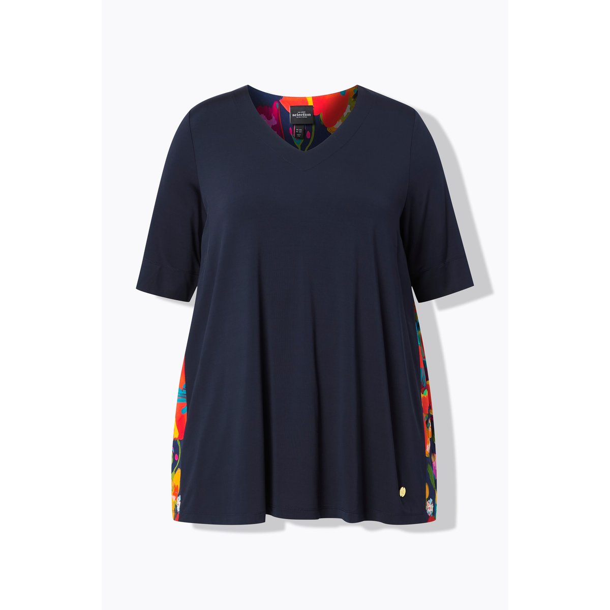 T-shirt au tombé fluide, plis godet marine foncé, ULLA POPKEN