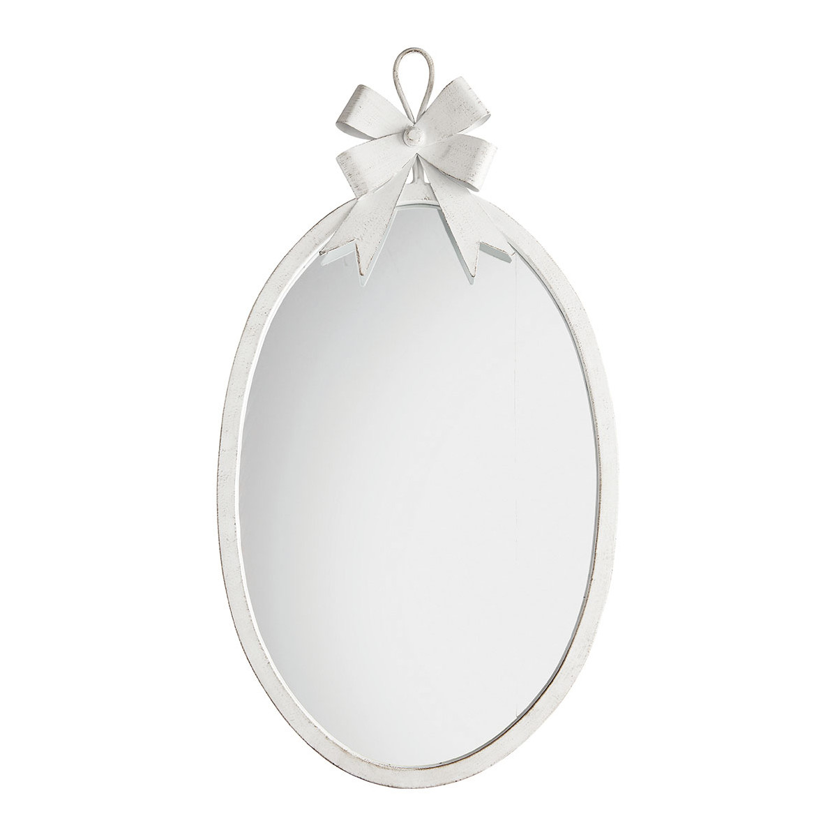 Miroir ovale grand modèle NŒUD blanc antique, MATHILDE M