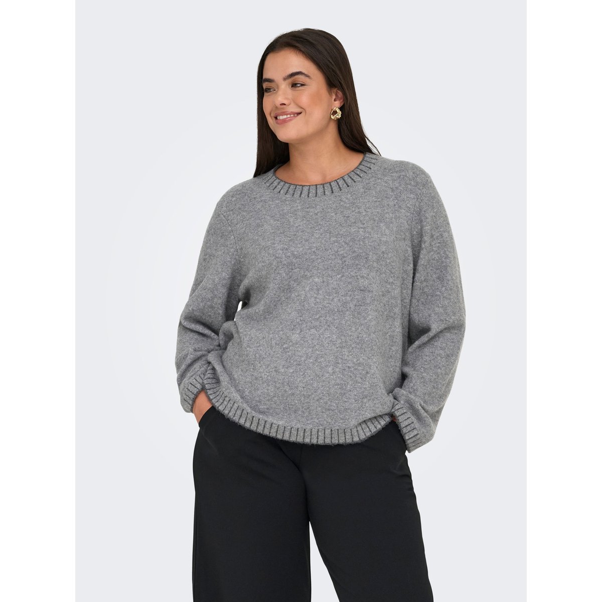 Pull En Maille medium grey melange, ONLY CARMAKOMA