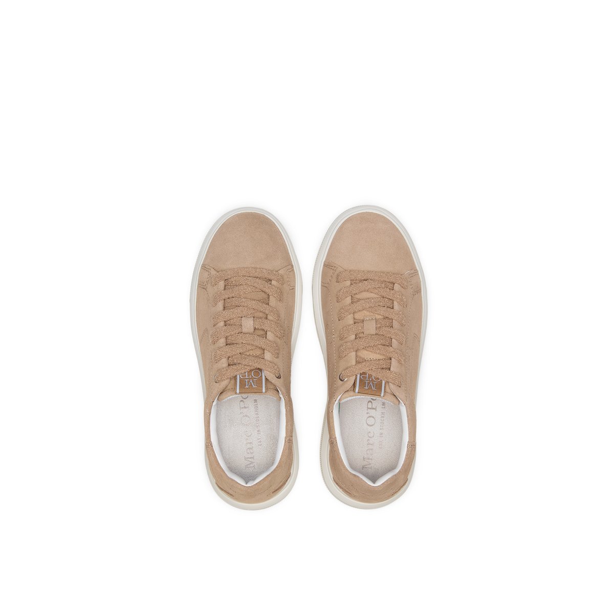 Baskets en cuir velours doux beige, MARC O'POLO
