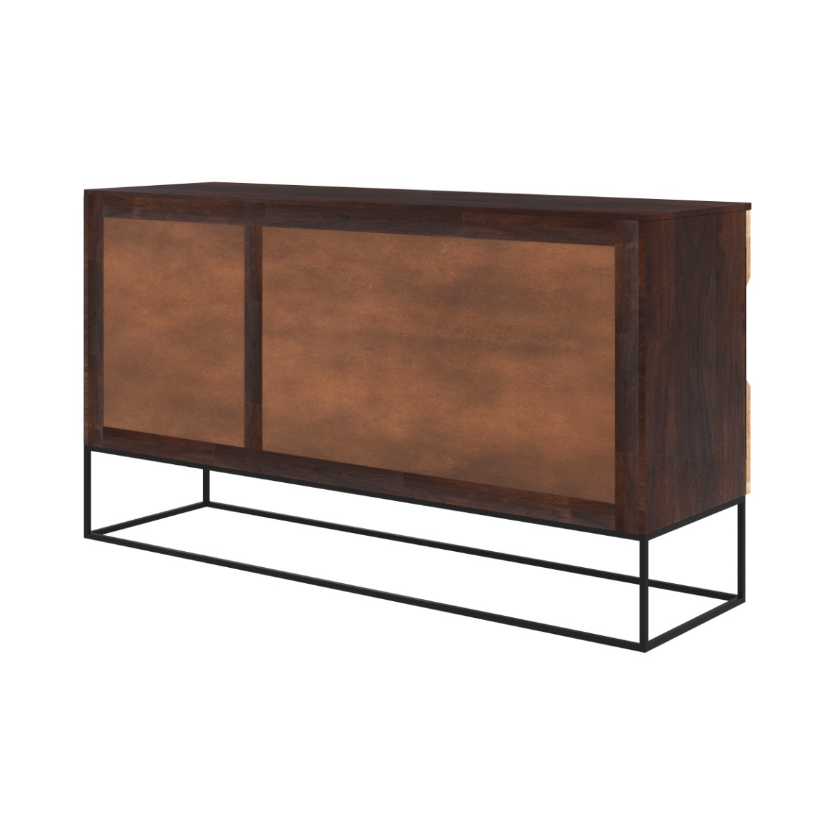Buffet 3 portes en bois d'acacia et métal - ALABAMA bois foncé et noir, MAISON PAVANE