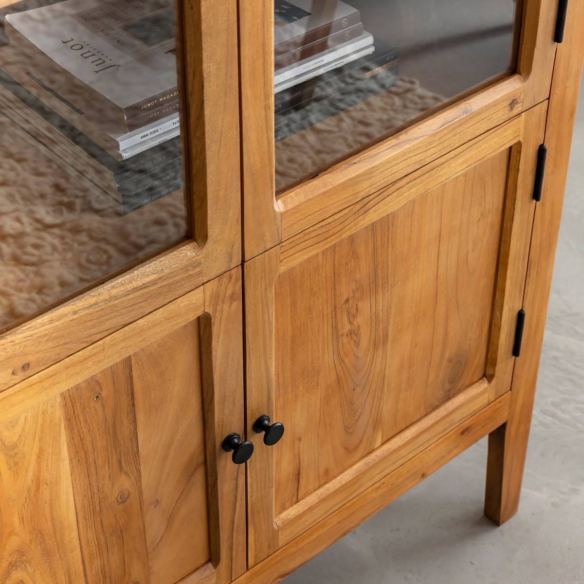 Vitrine en bois d'acacia 4 portes  JO bois foncé, MADE IN MEUBLES 
