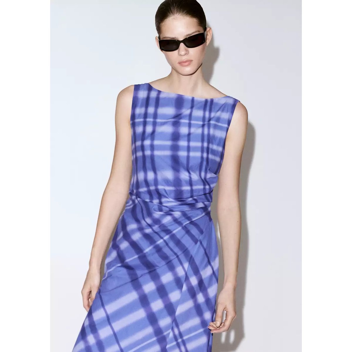 Robe 100 % coton imprimé bleu, MANGO