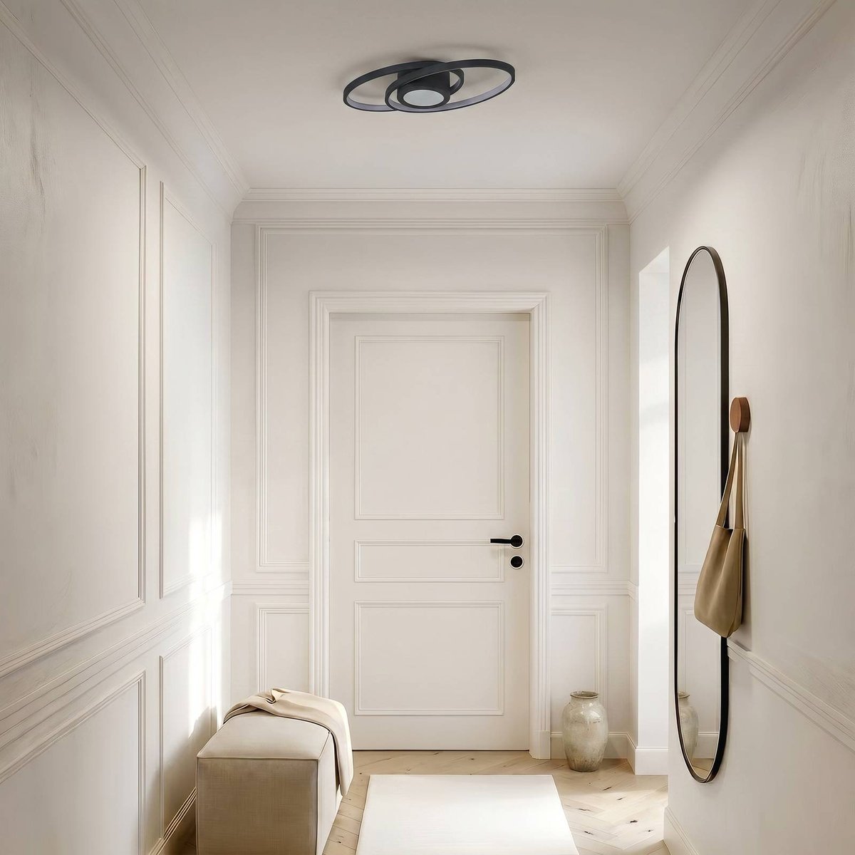 Plafonnier en métal moderneLED, Thalina noir, blanc, transparent, LINDBY
