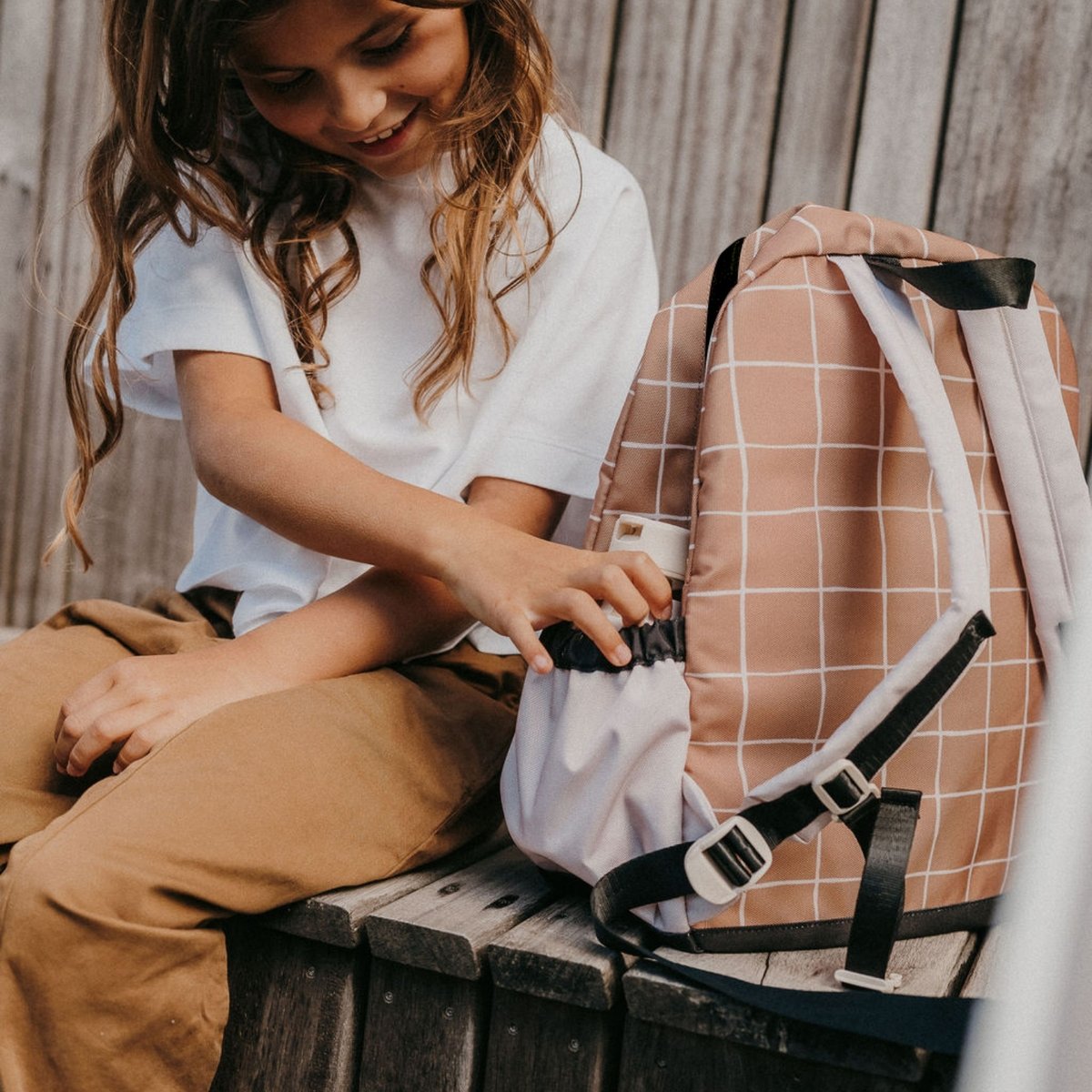Sac à dos enfant marron, beige, ZAKUW