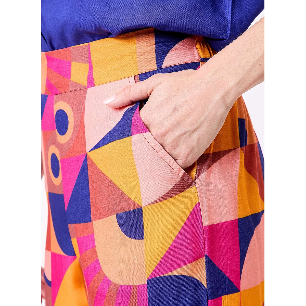 Pantalon fluide ample imprimé ESTIA rose maimuna, LA FIANCÉE