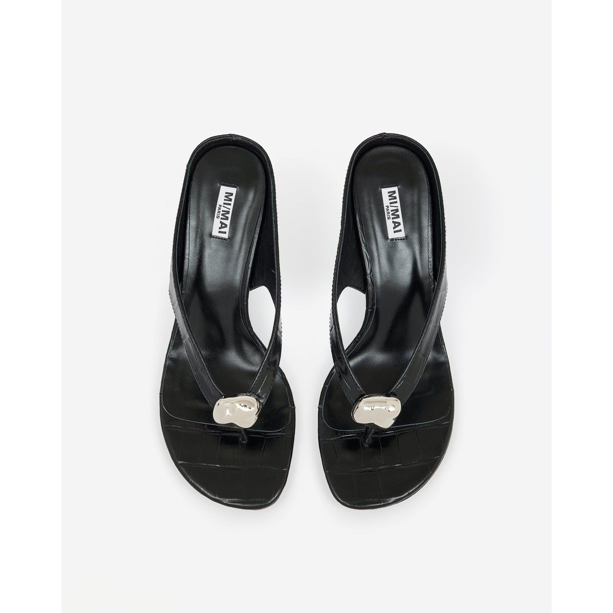 Mules à ornement bijou argenté CRISTO HIGH noir, MI MAI