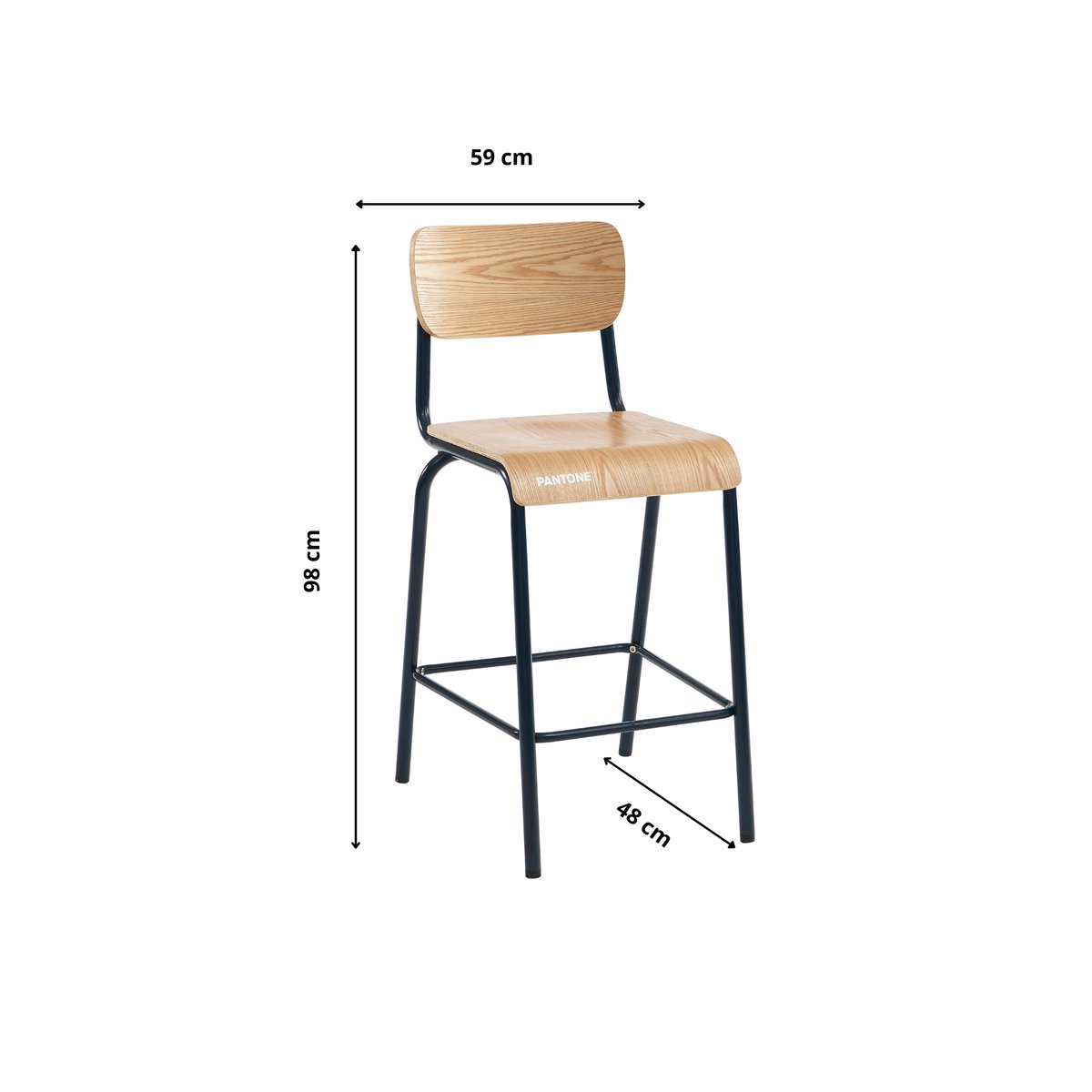 Lot de 2 chaises de bar en acier bleu nuit / tcx 19-4012, PANTONE