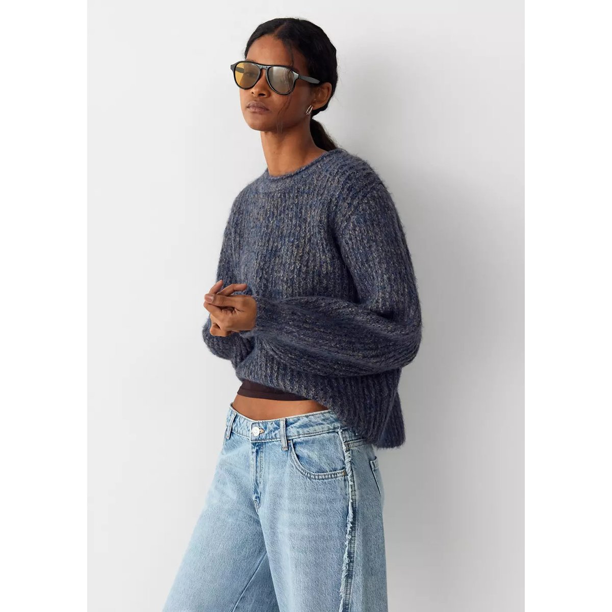Jean low waist wide leg bleu moyen, MANGO TEEN