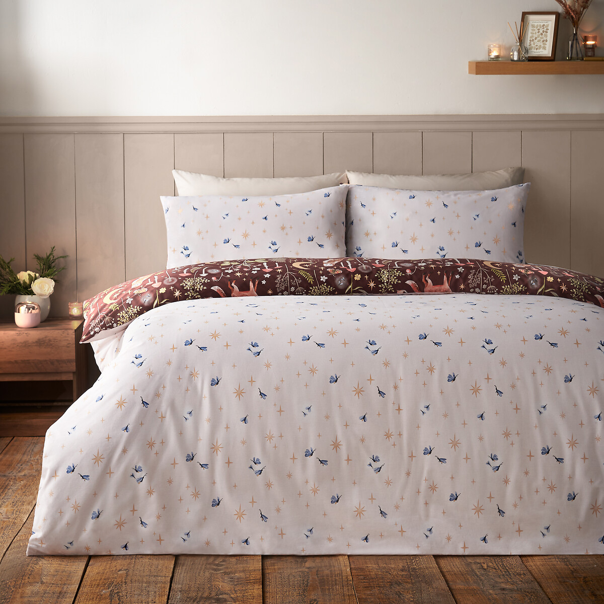 Enchanted Twilight Animals Reversible Duvet Cover and Pillowcase Set chocolate, CATHERINE LANSFIELD