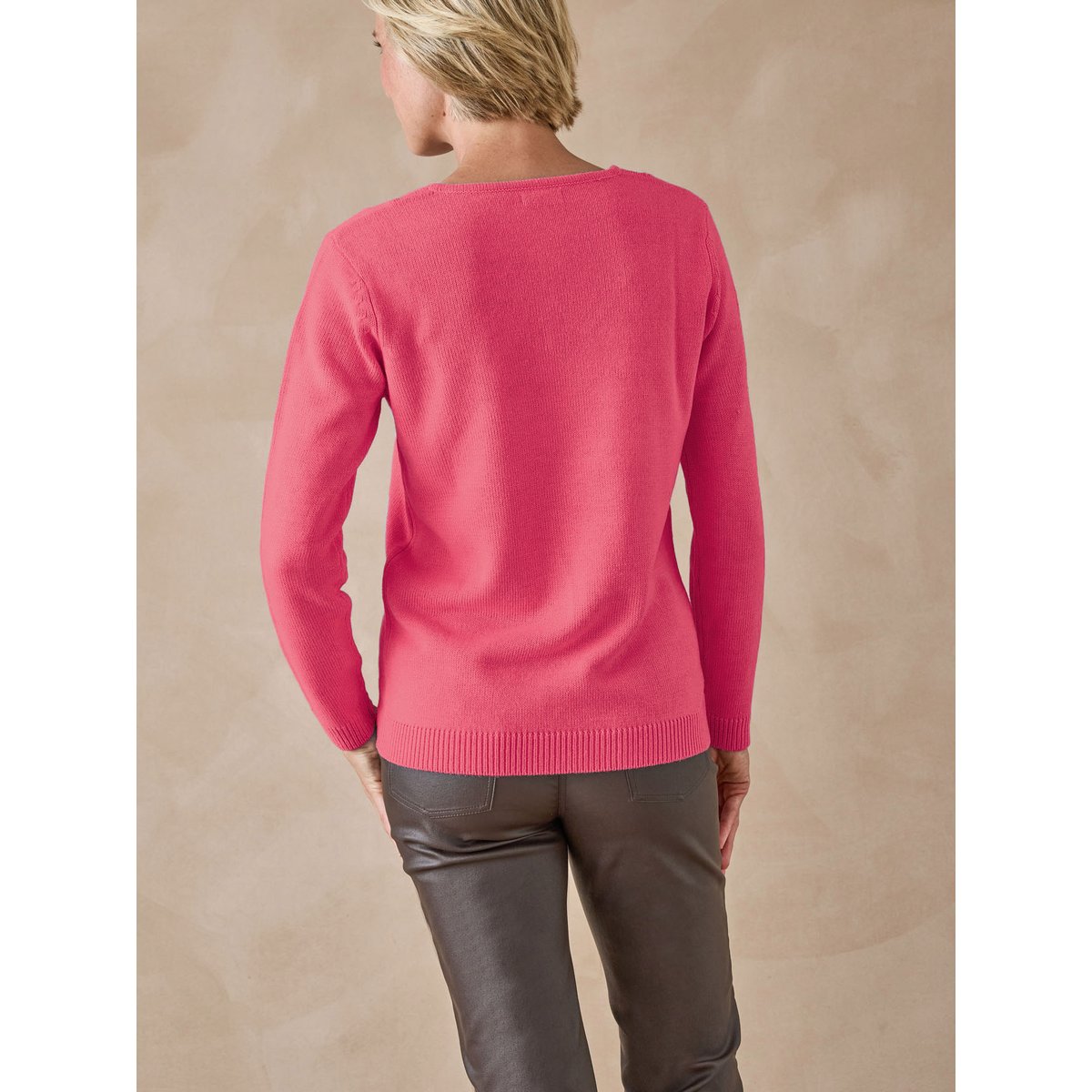 Pull V manches longues rose, DAXON