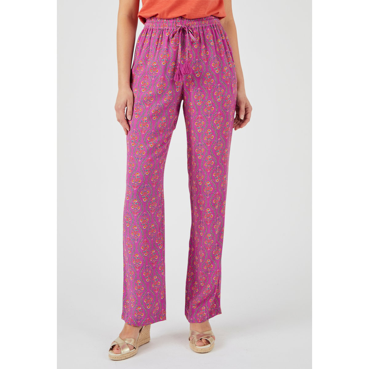 Pantalon fibres pure viscose Lenzing(TM) violet mauve fleuri, DAMART