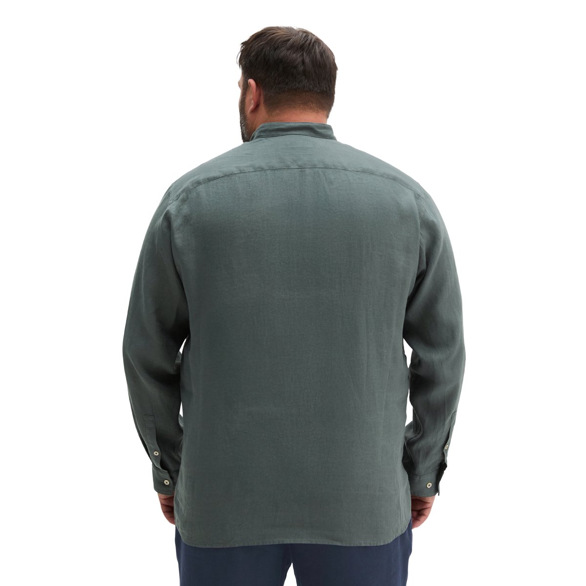 Chemise à col droit regular en pur lin gris foncé, MARC O'POLO