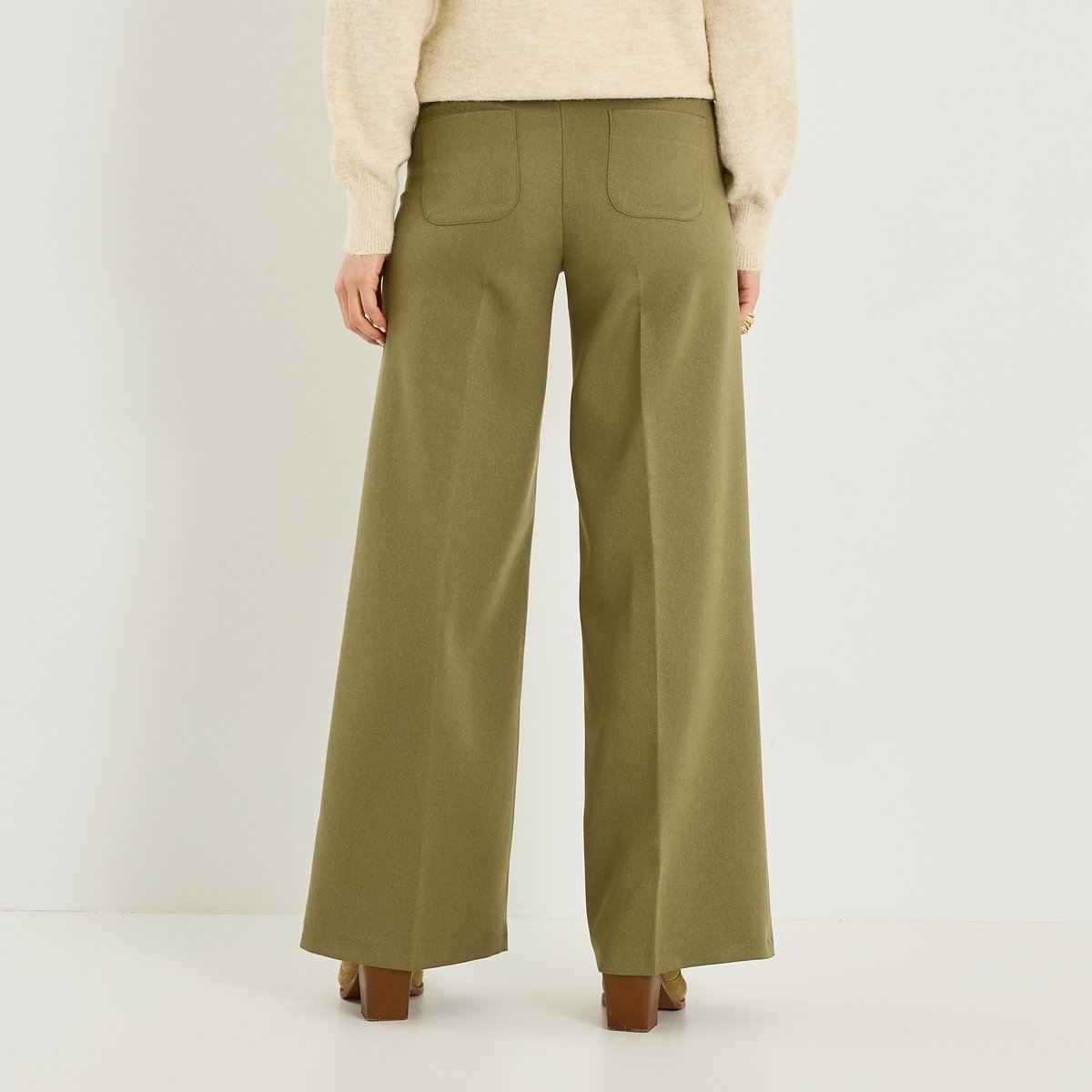 Pantalon tailleur large vert kaki, GRAIN DE MALICE