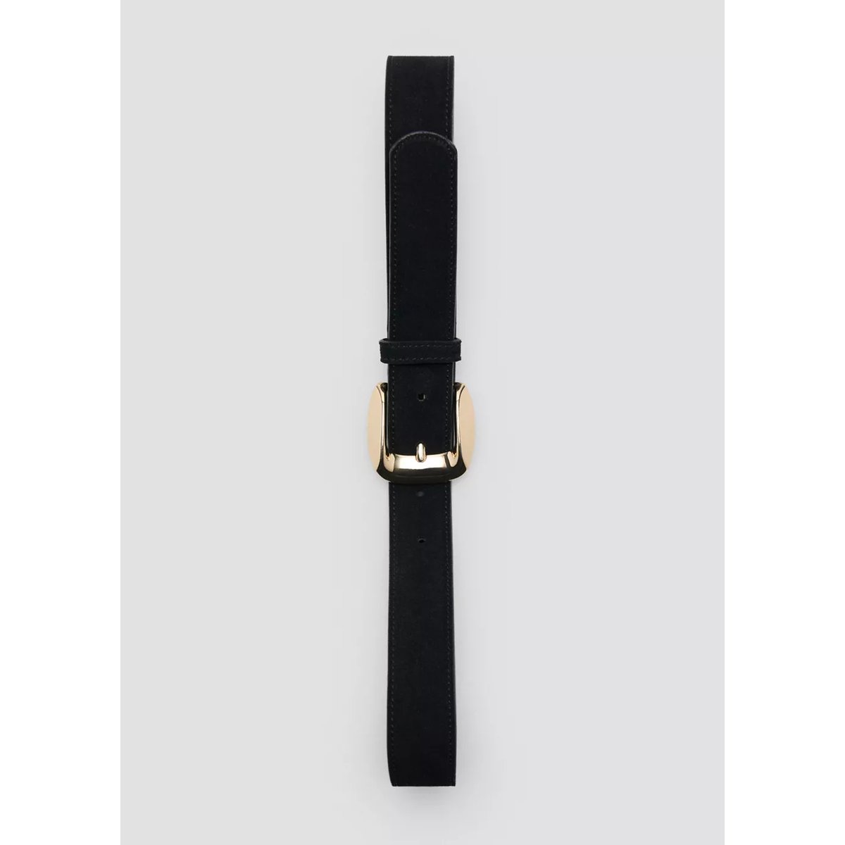 Ceinture en daim avec boucle carrée noir, MANGO