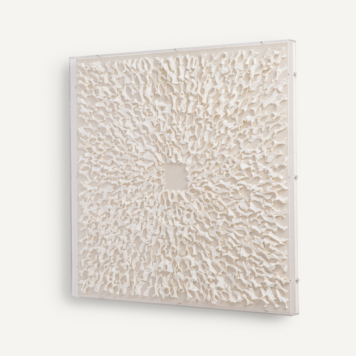 Art mural en papier mâché sous plexiglass, Sudjo naturel, AM.PM