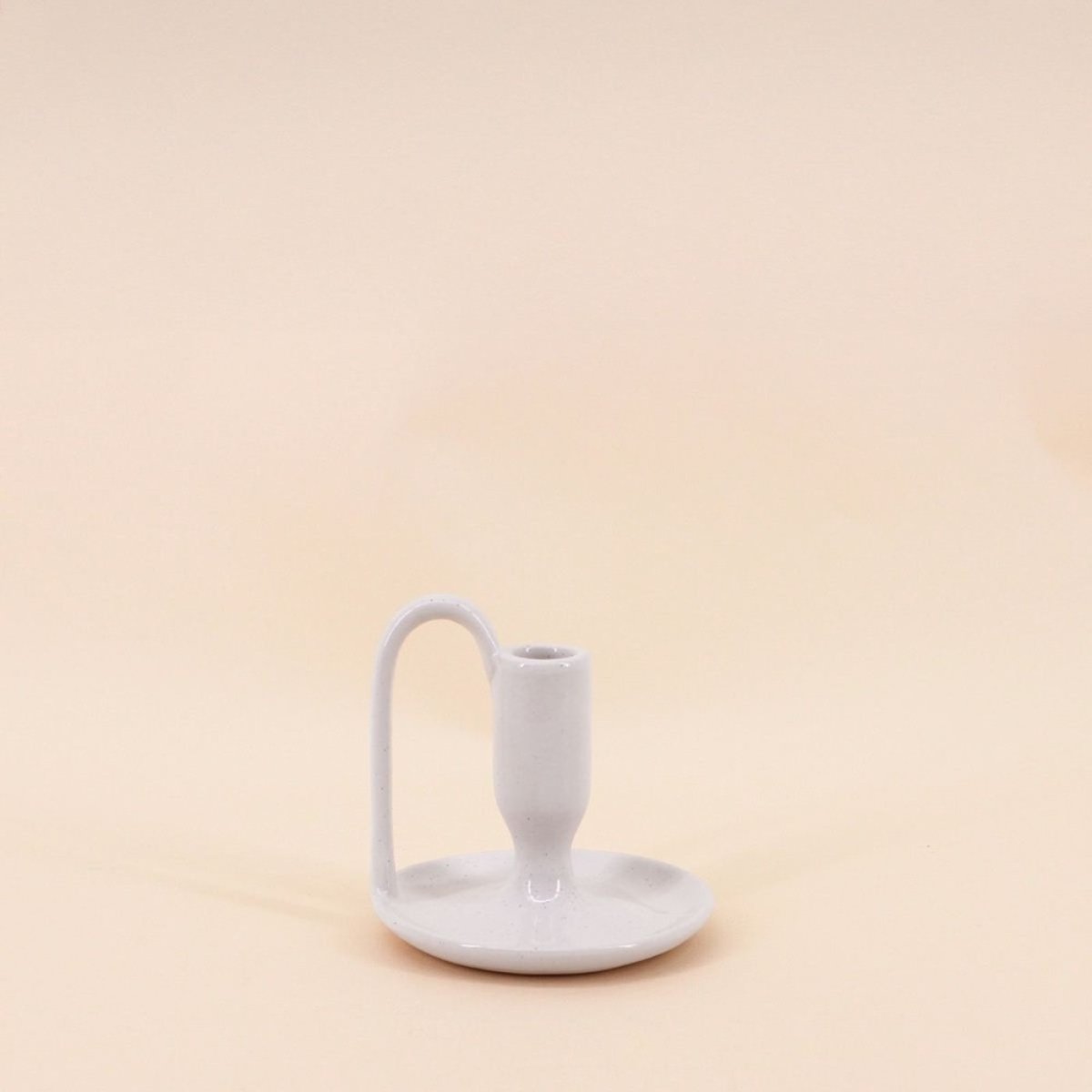 Lot de 2 bougeoirs blanc en céramique avec anse 11cm blanc, ORNAMI