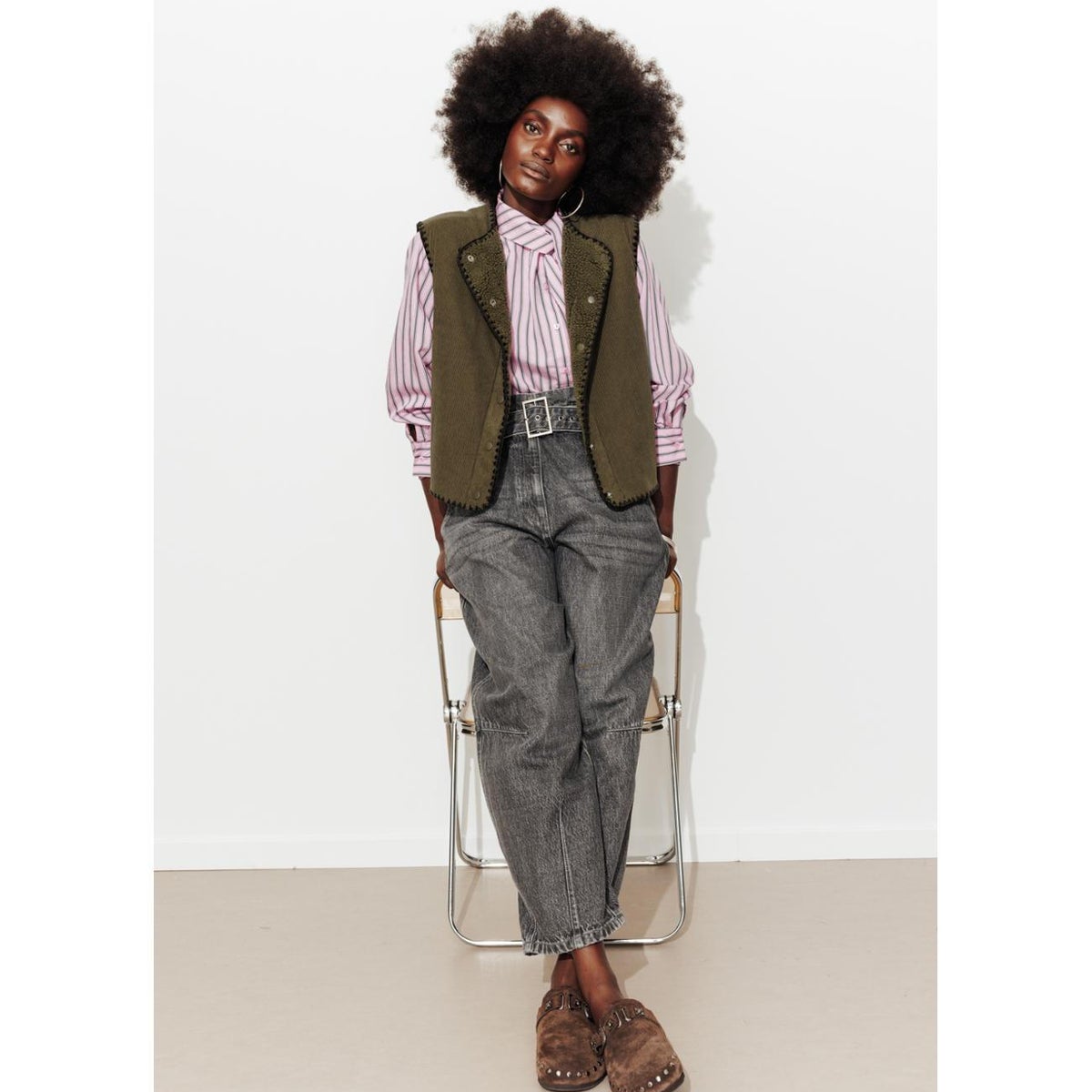 PALOMA veste réversible brodée kaki, PROMOD