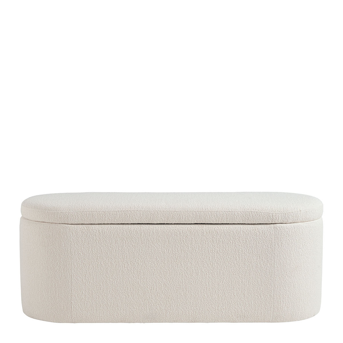Banc coffre tissu bouclette 120x45x45 crème, BLANC D’IVOIRE