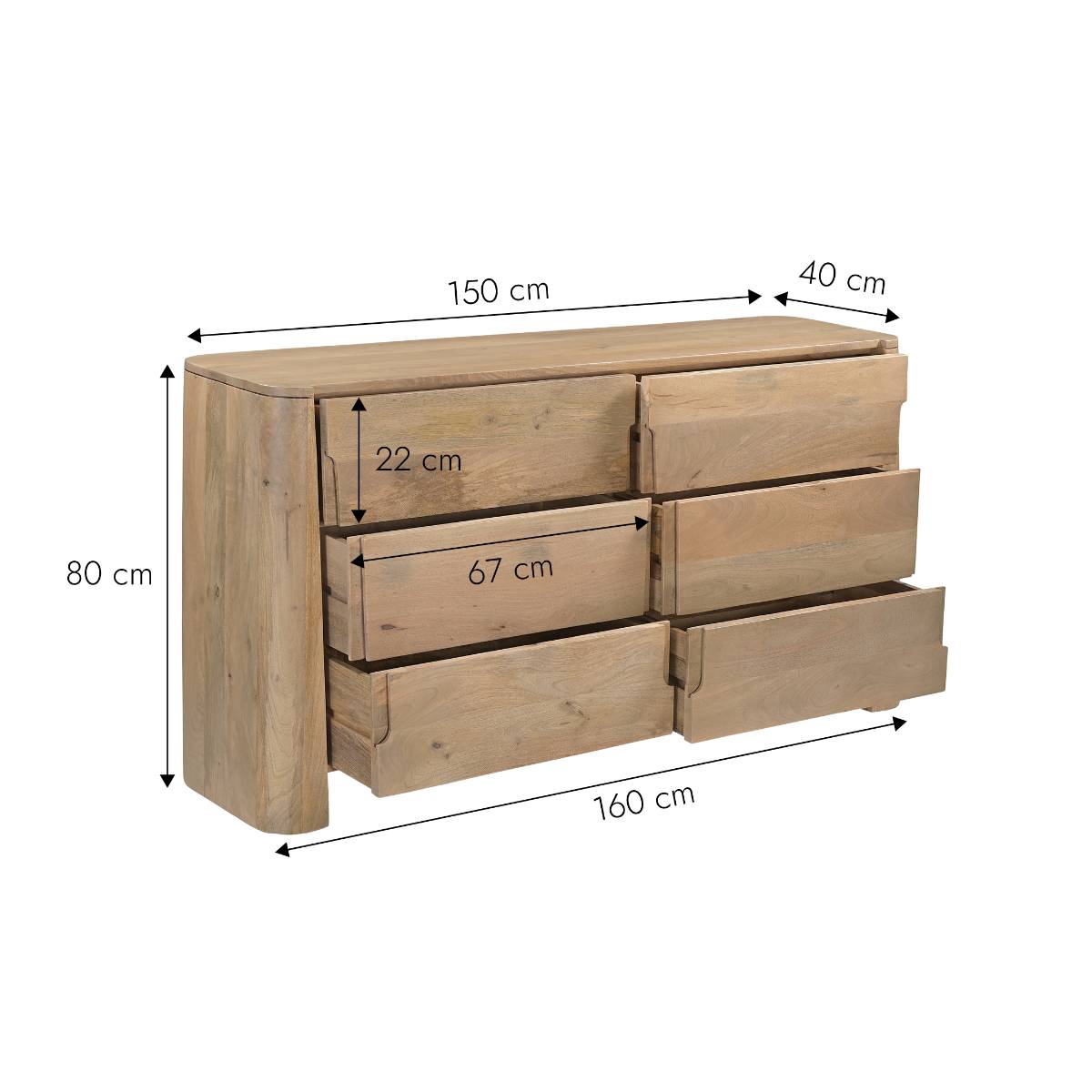 Commode en bois de manguier SORREL bois clair, MADE IN MEUBLES