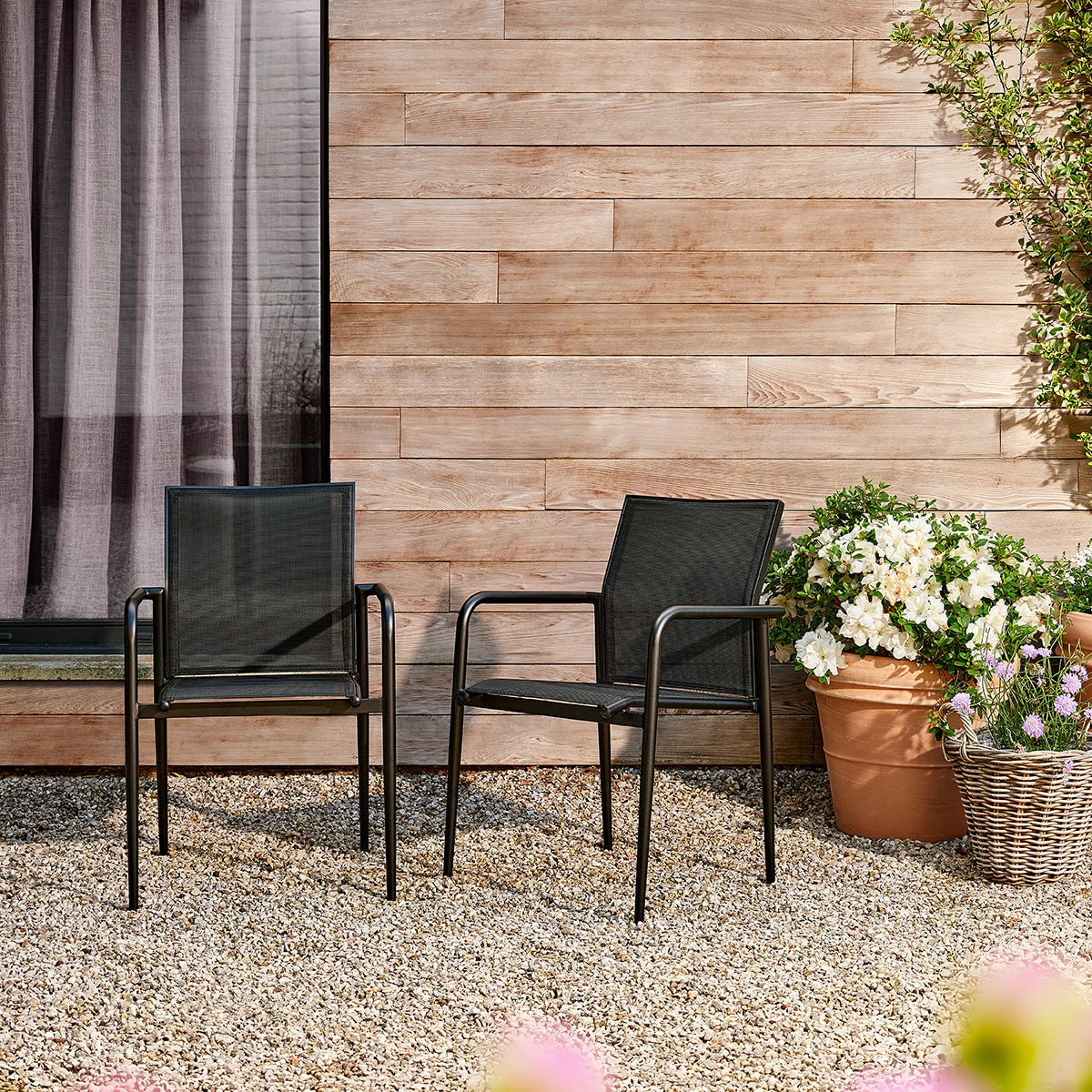 Fauteuil de jardin en aluminium et textilène noir BASALT noir, BERAH GETAH