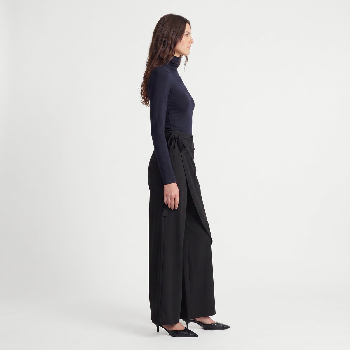 Pantalon portefeuille en taille haute ERERINE noir, ARTLOVE