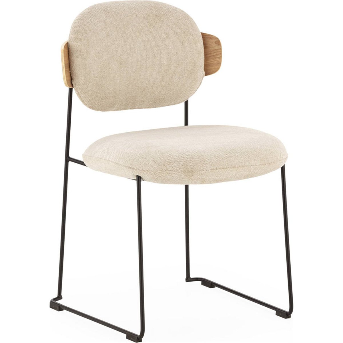 Chaise en tissu et métal beige, naturel et noir, RECOLLECTION