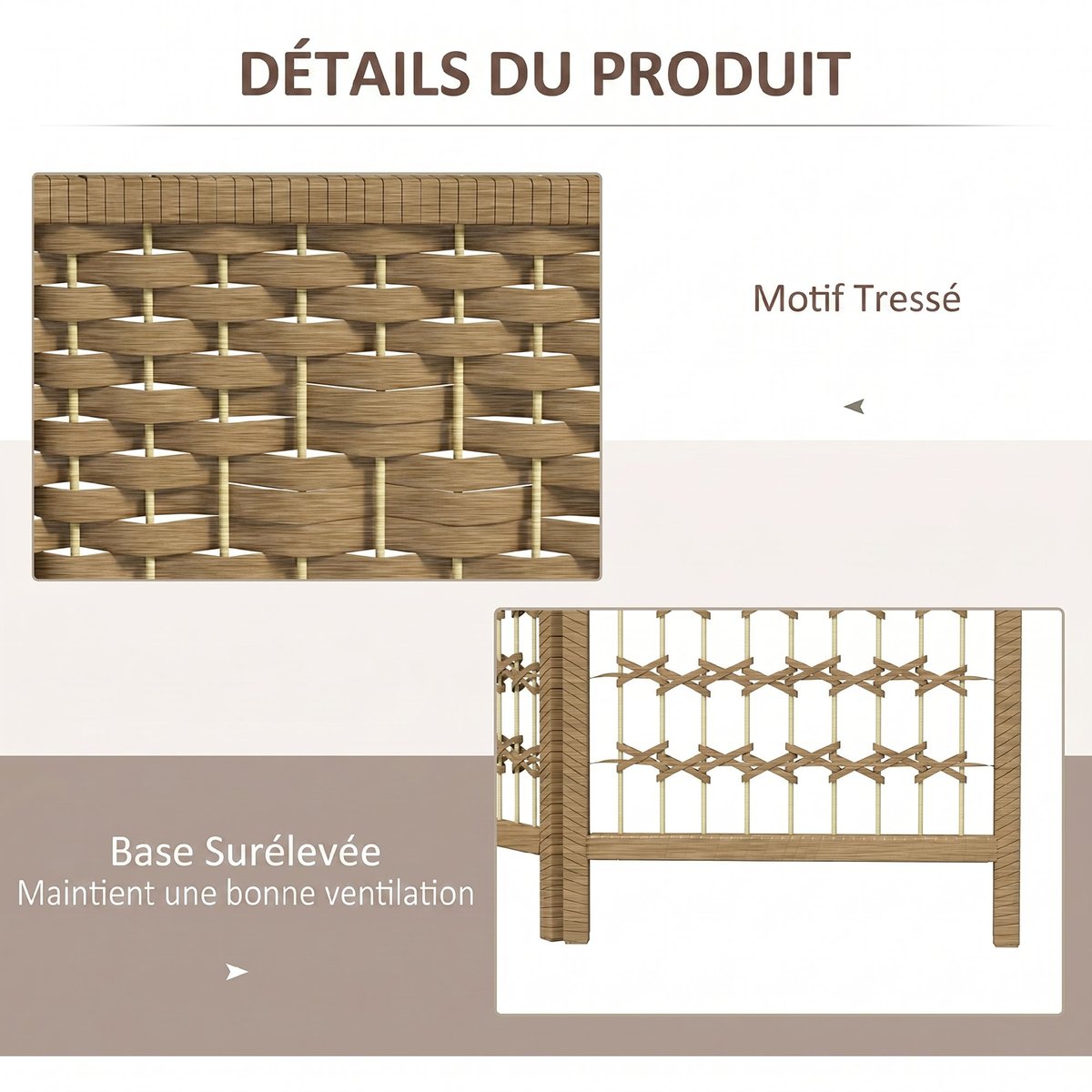 Cloison de séparation Bois Bois naturel bois naturel, HOMCOM