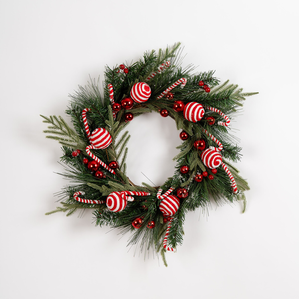 80cm Oversized Wreath with Red Velvet Bow green, SO'HOME