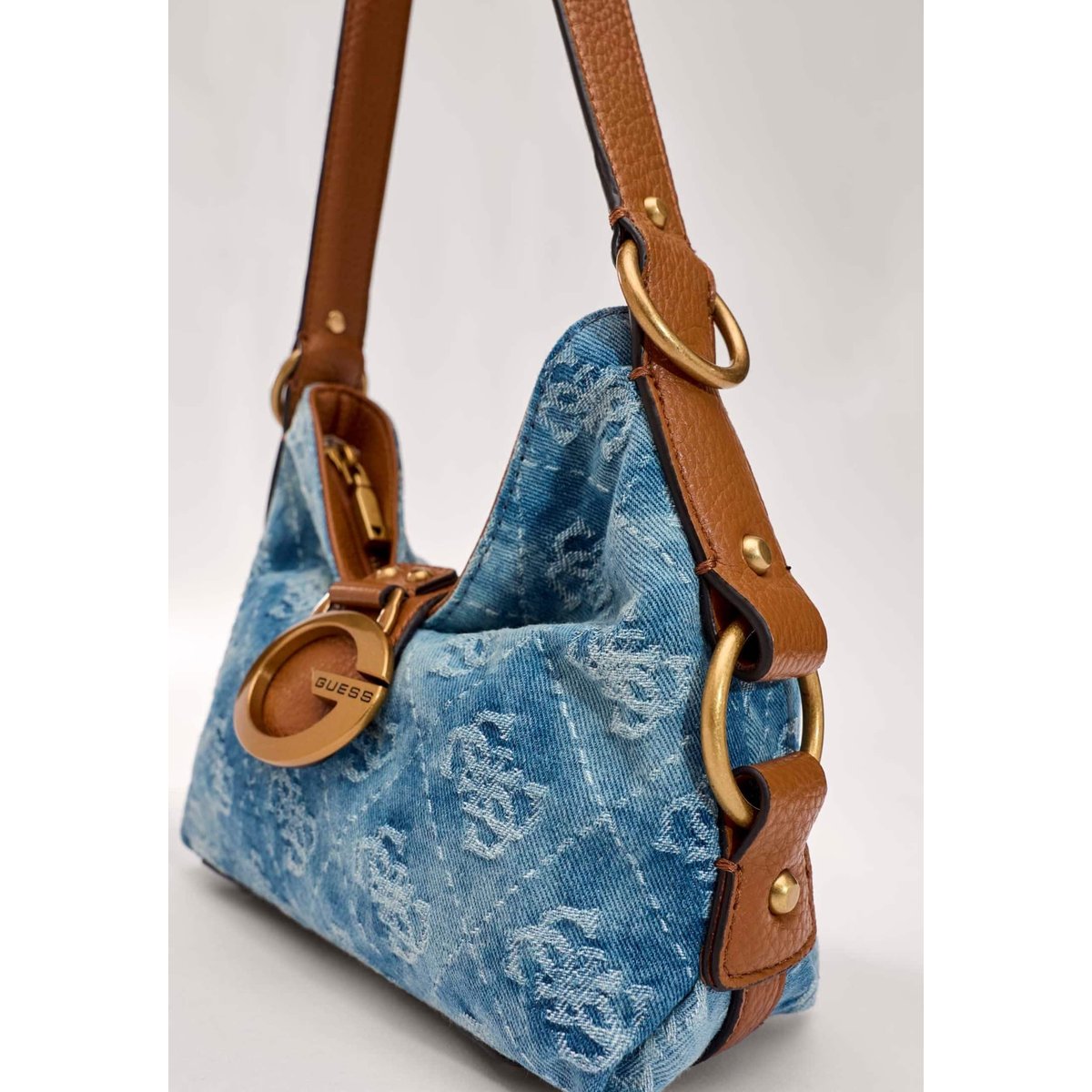 Mini Sac À Épaule Camden bleu clair, GUESS