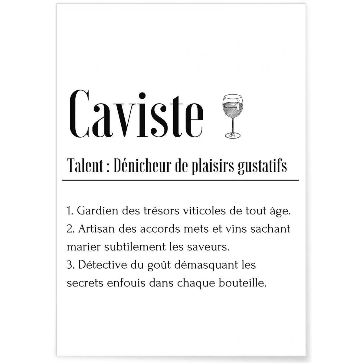 Affiche Définition Caviste blanc, L'AFFICHERIE