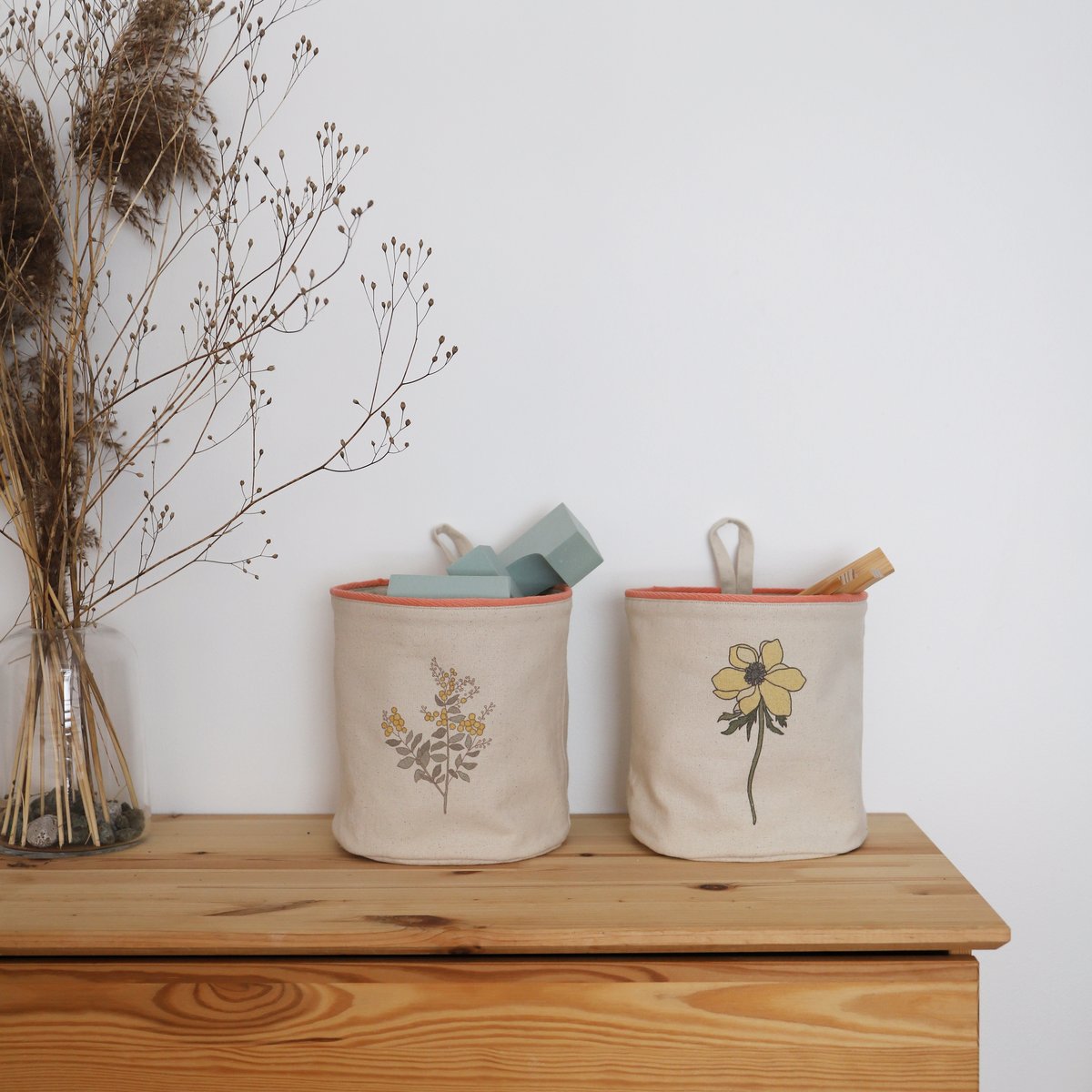 Set 2 paniers de rangement à suspendre, FLORA multicolore, NATTIOT