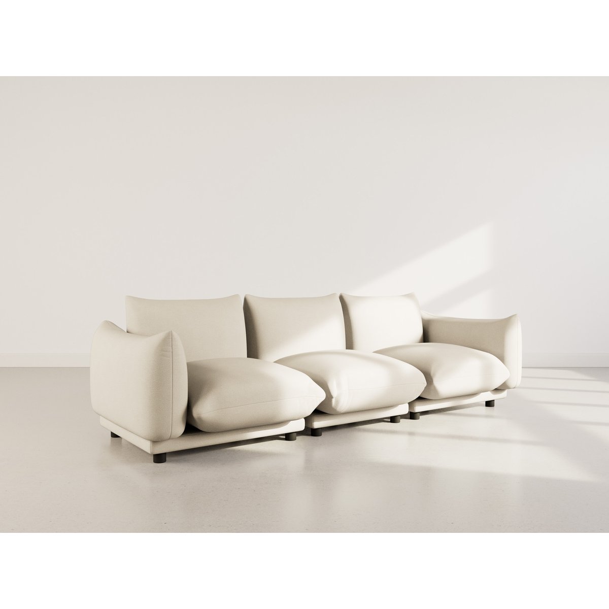 Canapé modulable en velours texturé, JEANNE beige, BEST MOBILIER