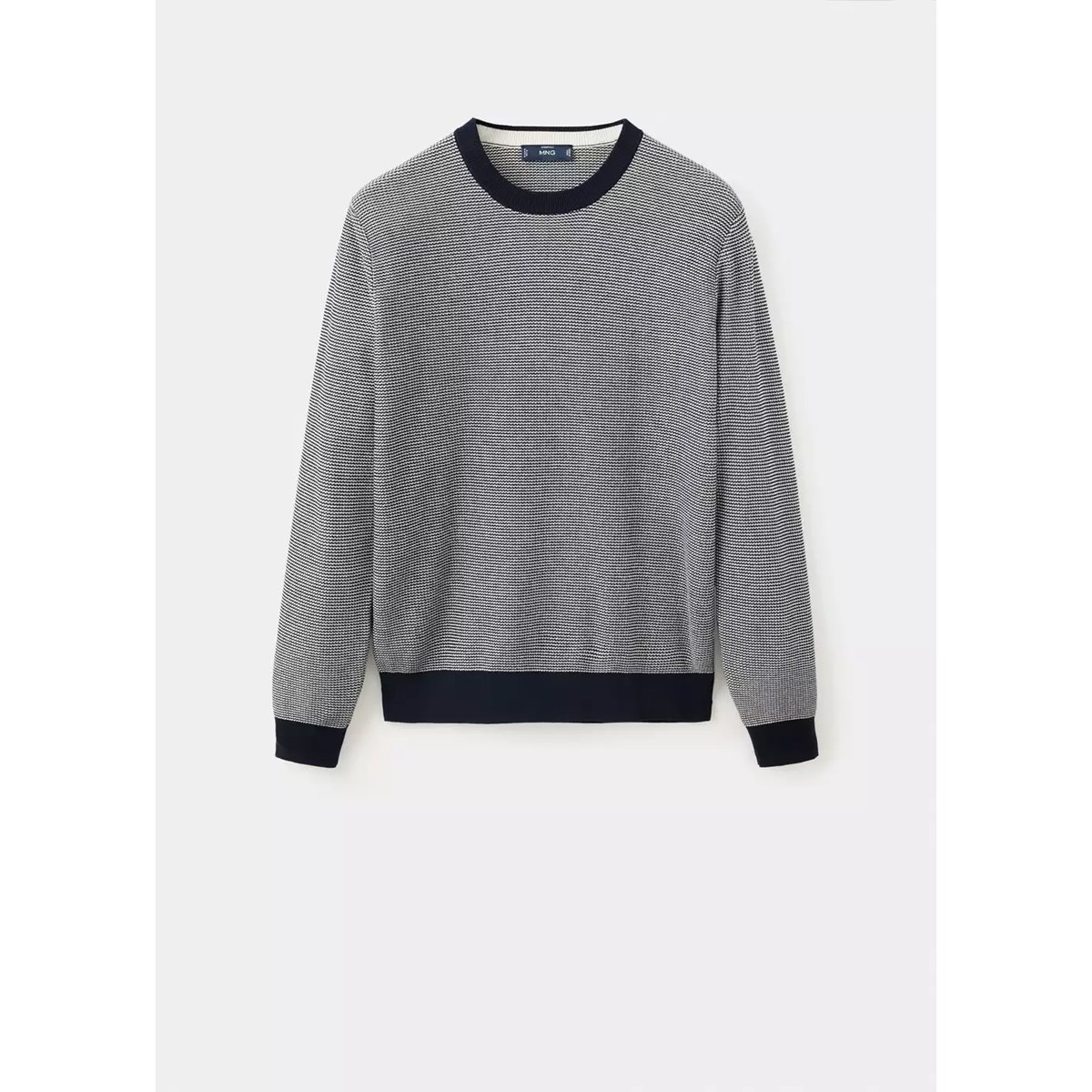 Pull-over 100 % coton maille fine bleu marine, MANGO MAN