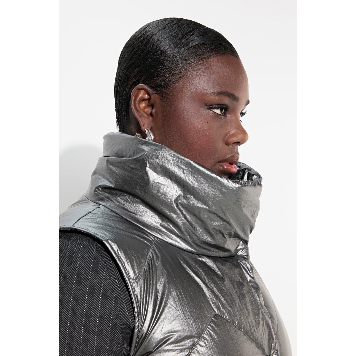 Long gilet matelassé, aspect argenté argent, ULLA POPKEN