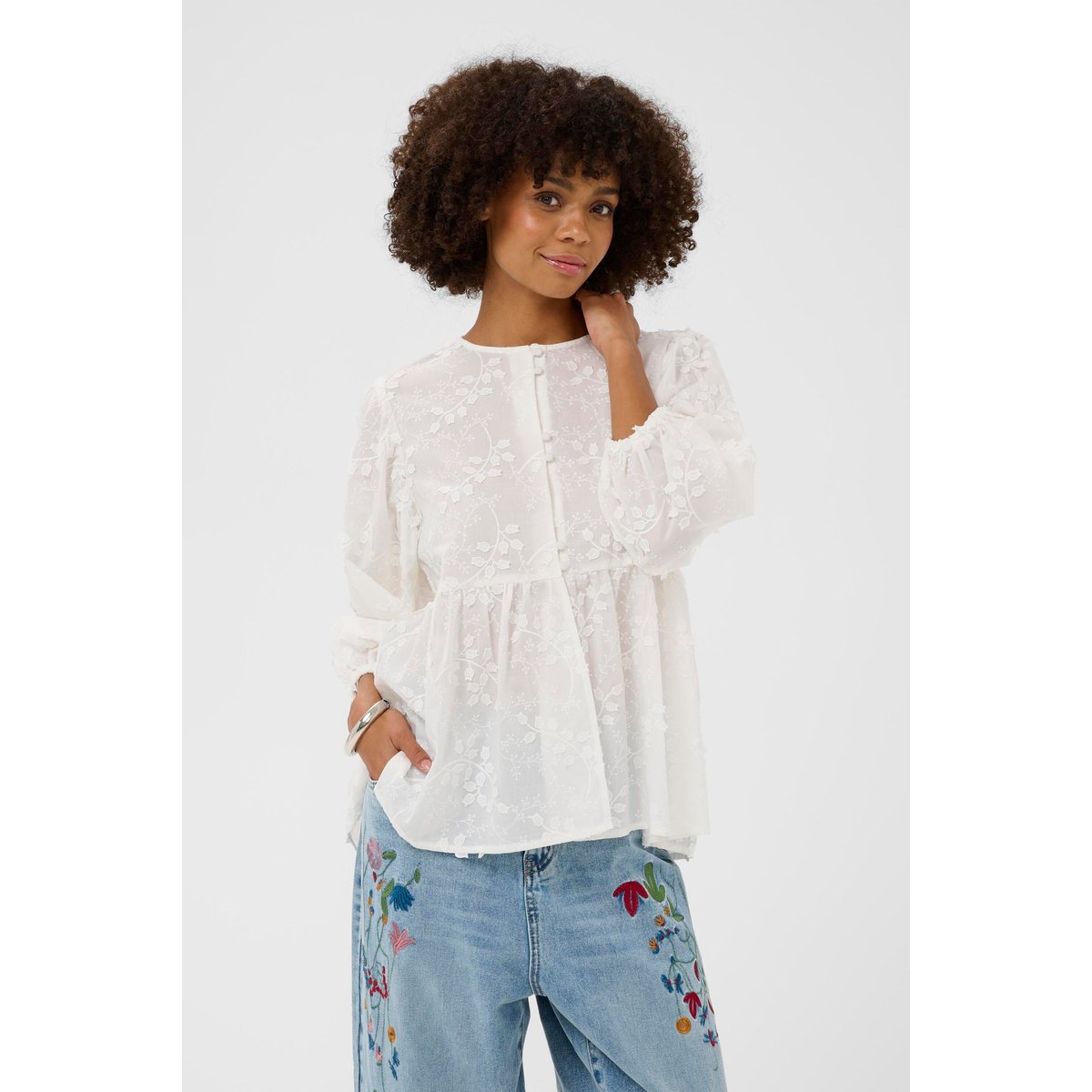 Blouse à manches longues blanc spring gardenia, CULTURE