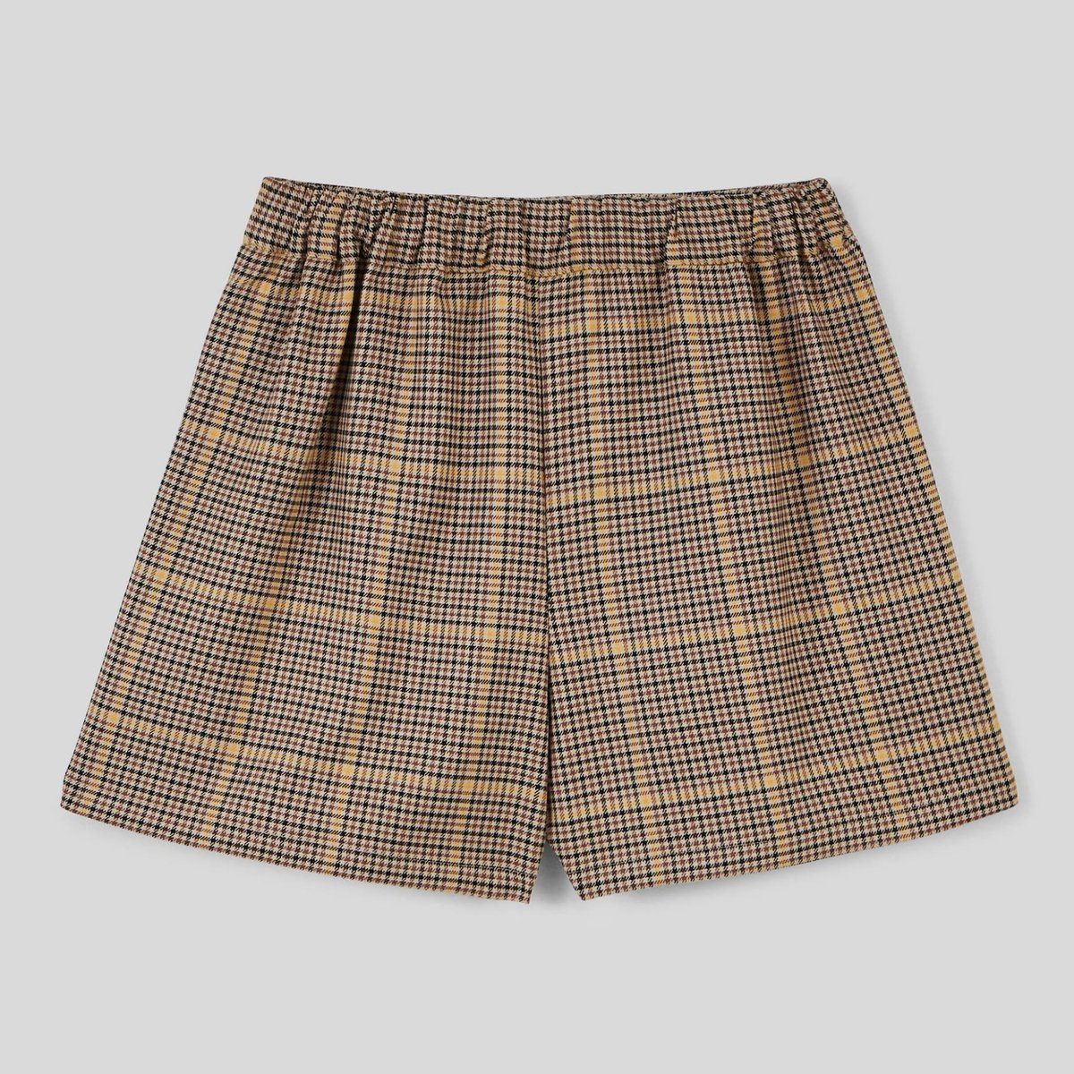 Short plissé à carreaux moutarde, MONOPRIX