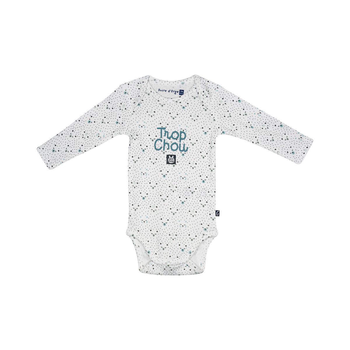 Lot de 3 bodies manoe manches longues bebe vert, SUCRE D'ORGE