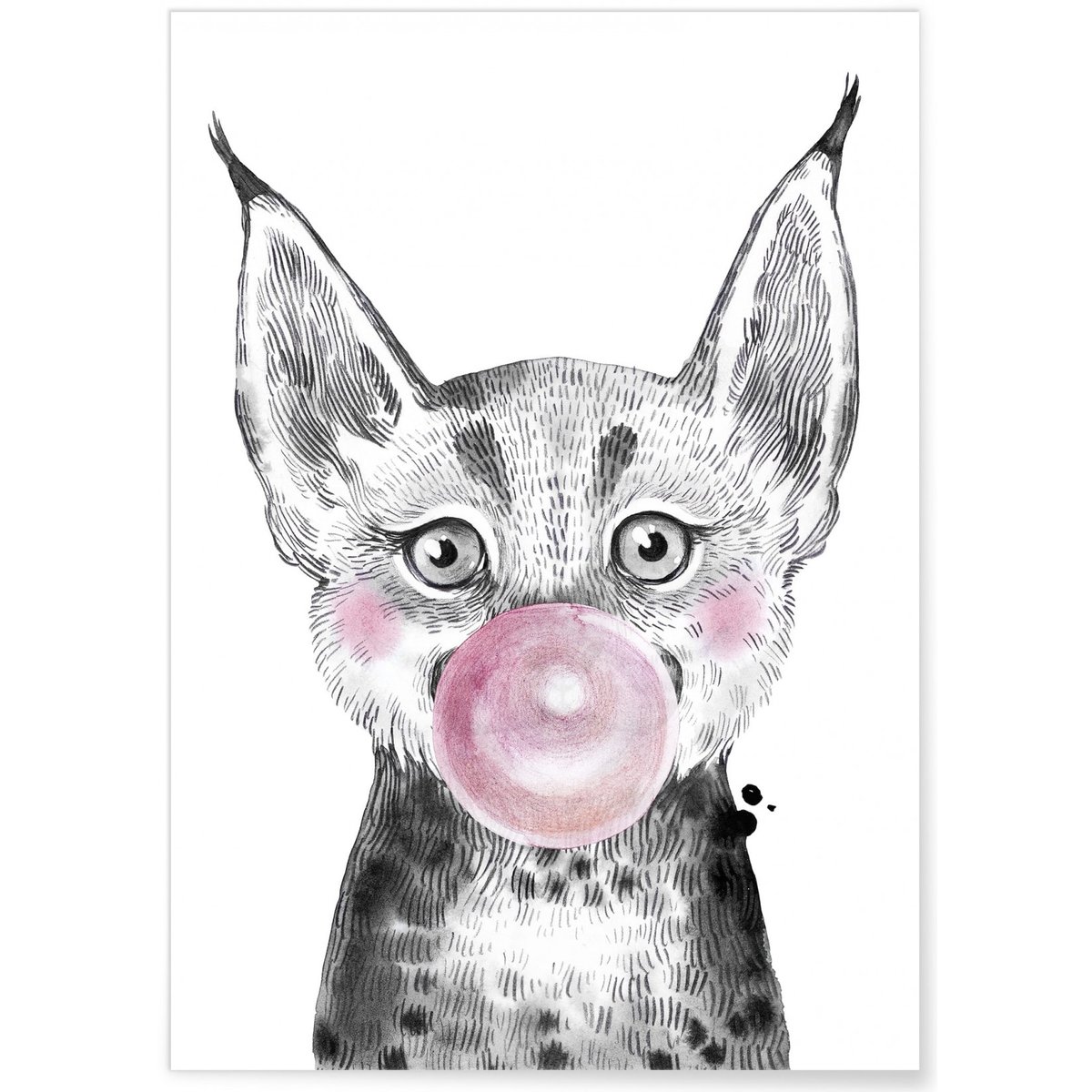 Affiche 'Bulle de Lynx Rose' blanc, L'AFFICHERIE