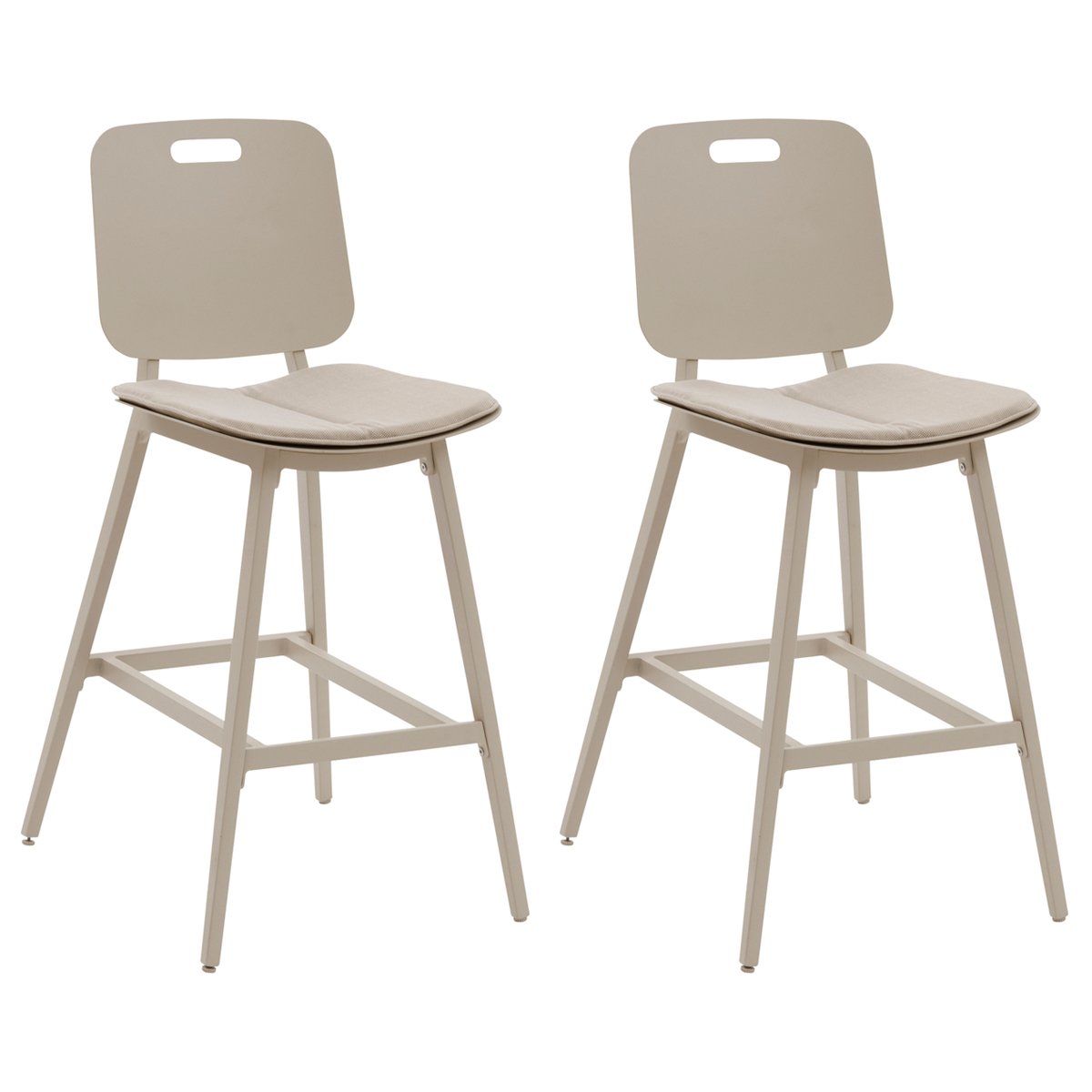 Lot de 2 chaises hautes de jardin en aluminium TERZANO argile, HESPERIDE