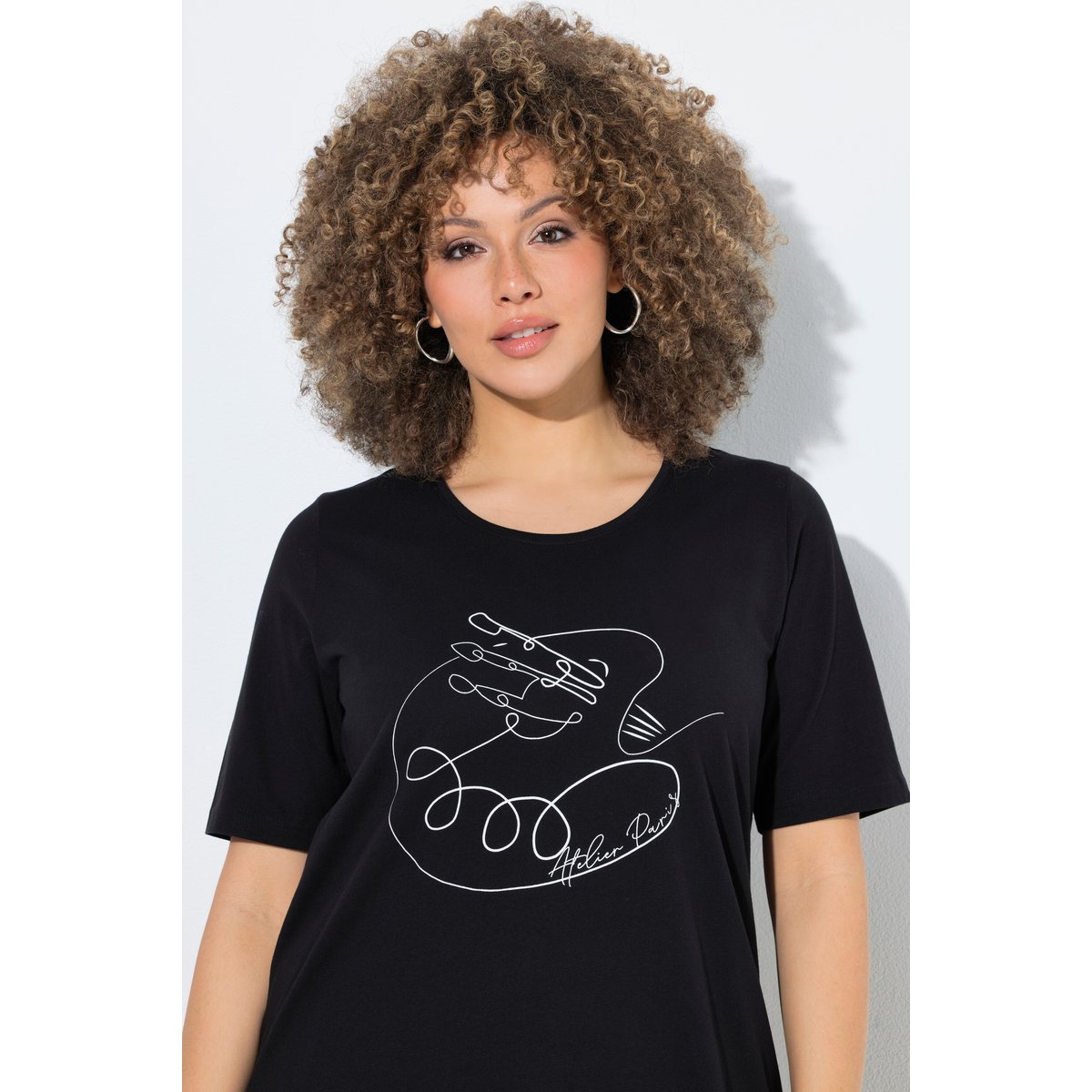 T-shirt motif imprimé, coupe Classic Fit noir, ULLA POPKEN