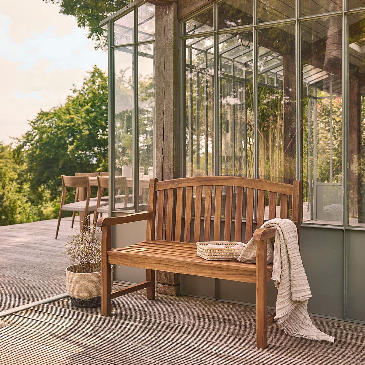 Banc de jardin en teck huilé 2 places BALI marron, BERAH GETAH
